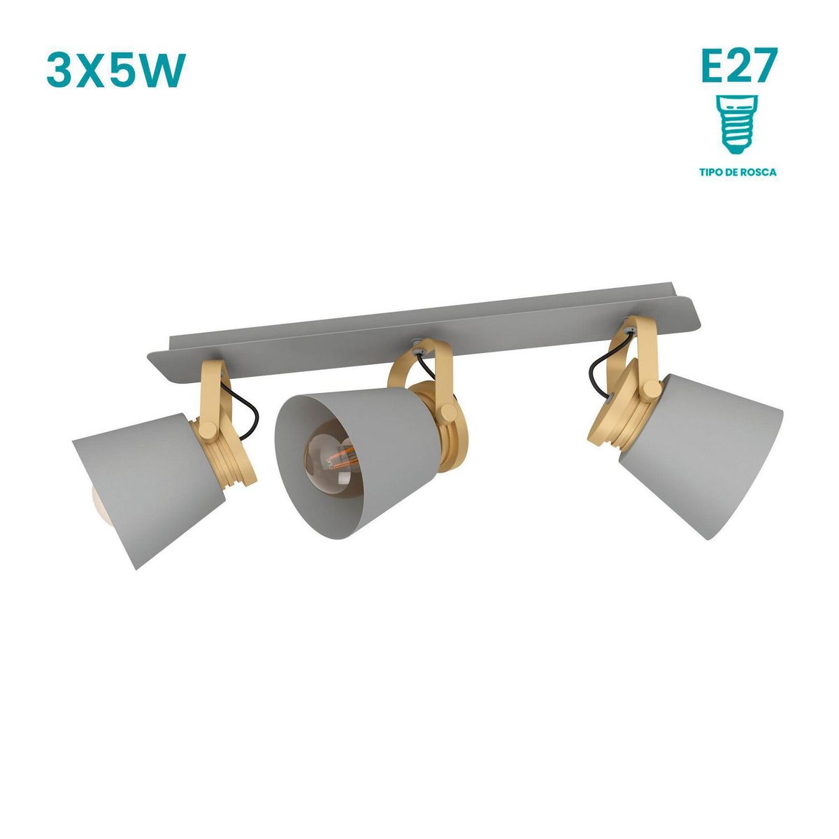 EGLO - Lámpara de Pared Twicken 3L E27 Eglo Gris/Plata