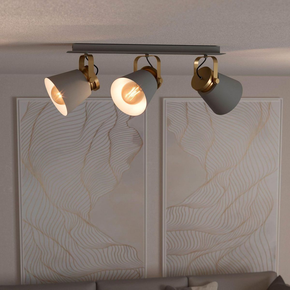 EGLO - Lámpara de Pared Twicken 3L E27 Eglo Gris/Plata