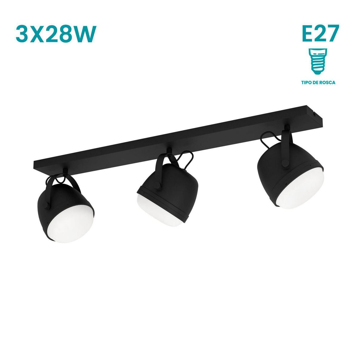 EGLO - Lámpara de Techo Upanema 3L E27 Eglo Negro