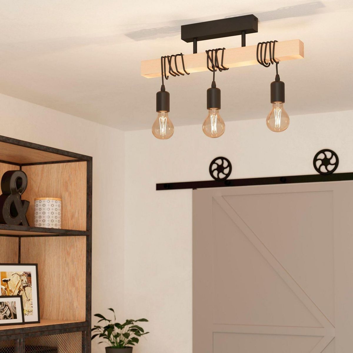 EGLO - Lámpara de Techo Townshend 3L E27 Eglo Negro