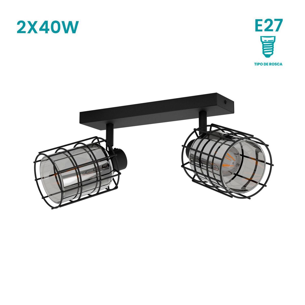 EGLO - Lámpara de Pared Consaca 2L E27 Eglo Negro