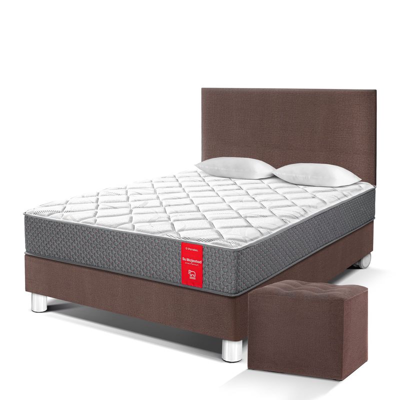 PARAISO - Dormitorio Su Majestad 2 Plazas + 2 Almohadas + Protector + Puff