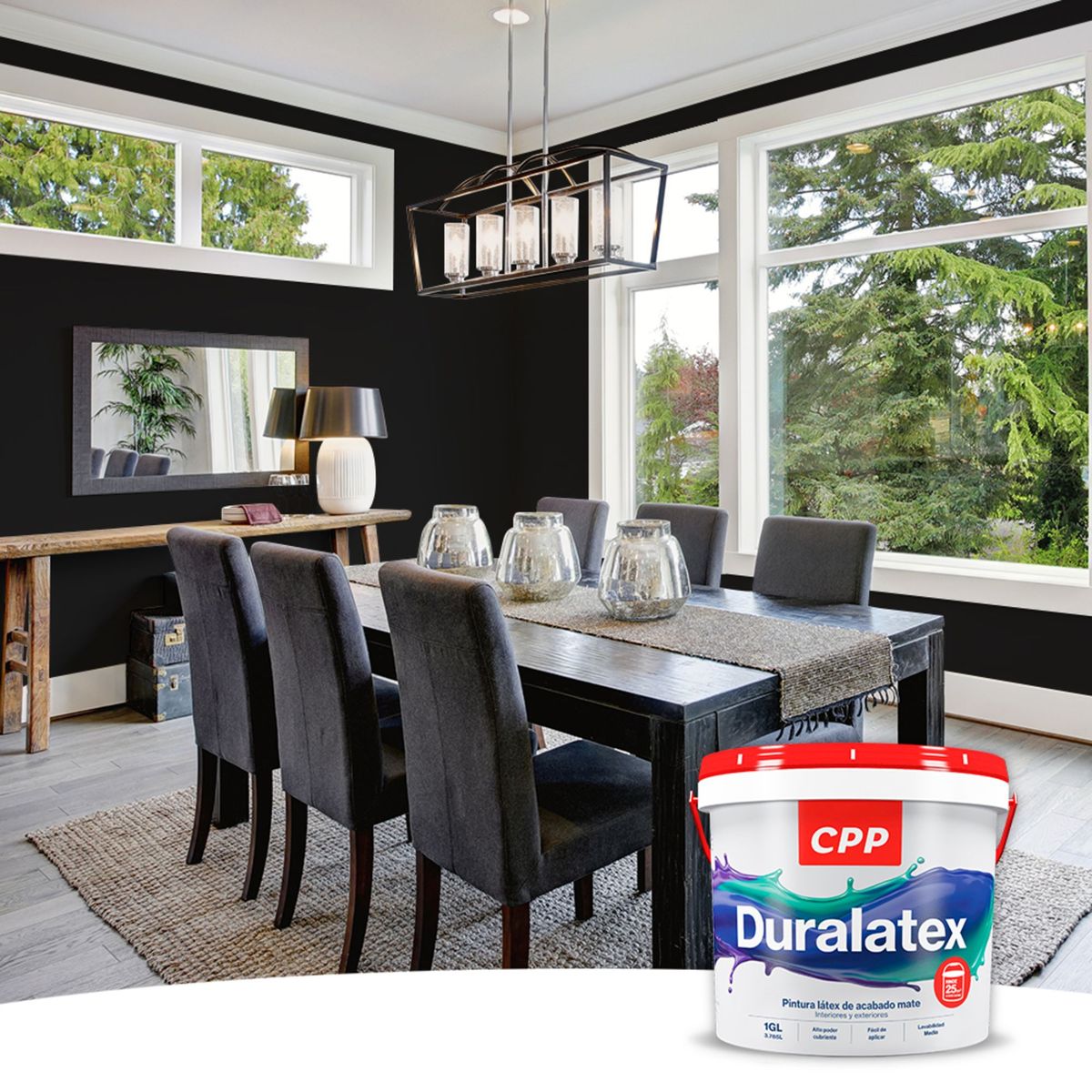 Pintura Duralatex CPP Negro 1GL, marca CPP - Foto 2