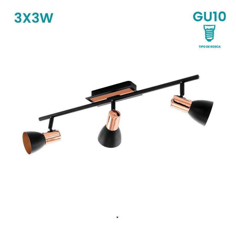 EGLO - Lámpara de Pared Barnham 3L GU10 Eglo Negro