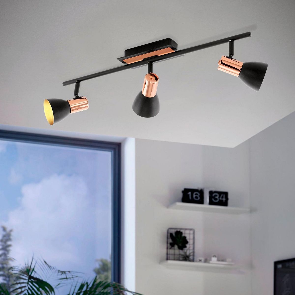 EGLO - Lámpara de Pared Barnham 3L GU10 Eglo Negro