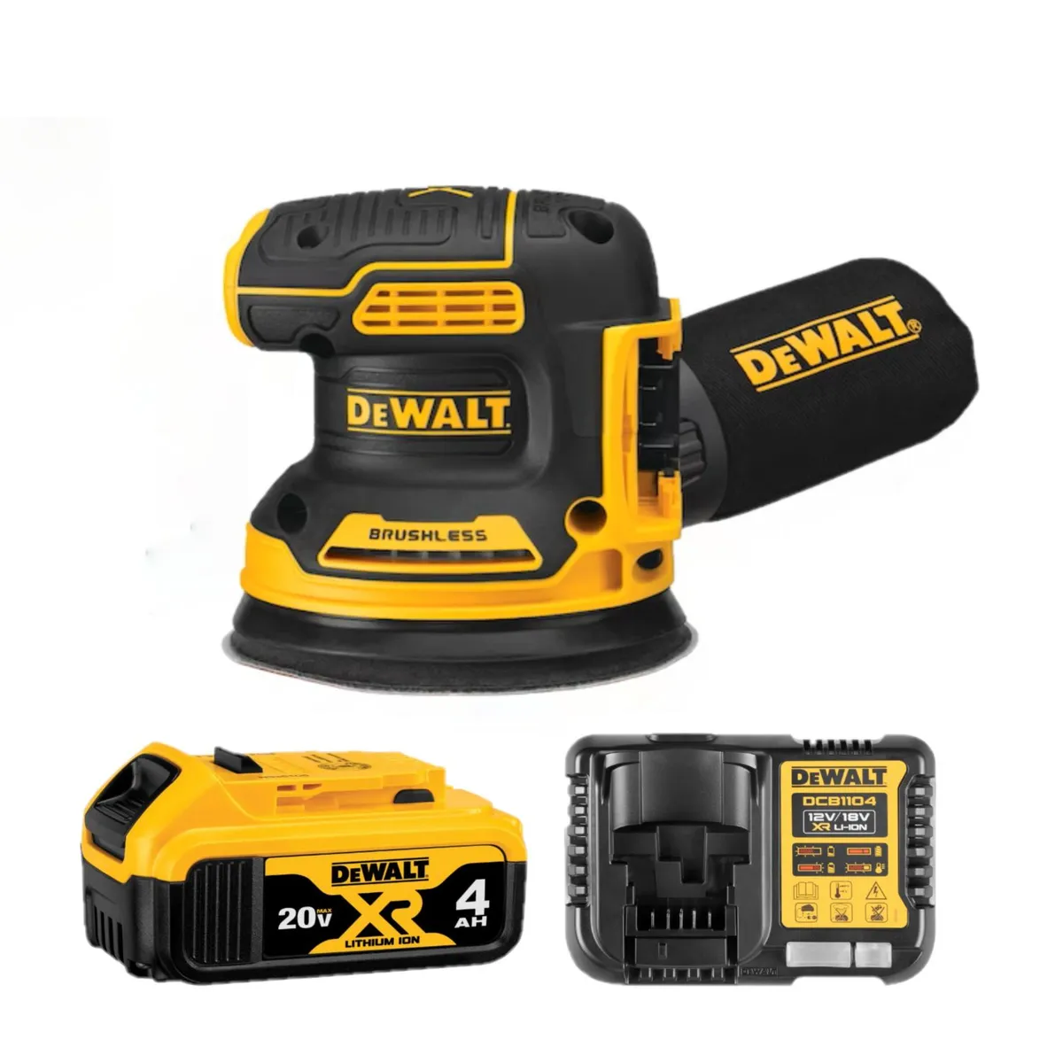 DEWALT - Lijadora Orbital Inalámbrica 5" 20V + Batería 4Ah + Cargador Dewalt