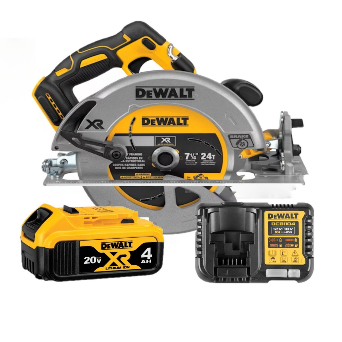 DEWALT - Sierra Circular Inalámbrica Dewalt 20V 7-1/4" BRUSHLESS + Batería 4Ah + Cargador