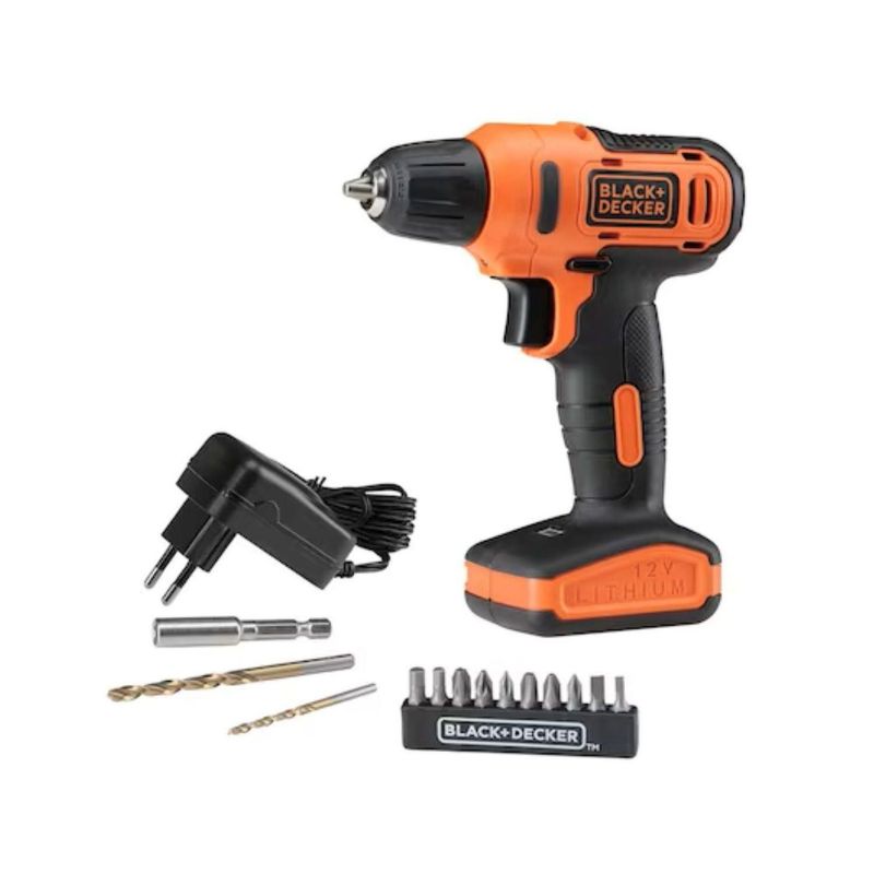 BLACK+DECKER - Taladro Atornillador Inalámbrico Black+Decker 3/8" 12V + Batería + Cargador 