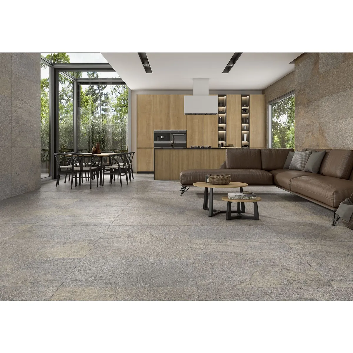 PORCELANITE - Cerámica Gris 45x90 Rústicas Mate 1.62 m2