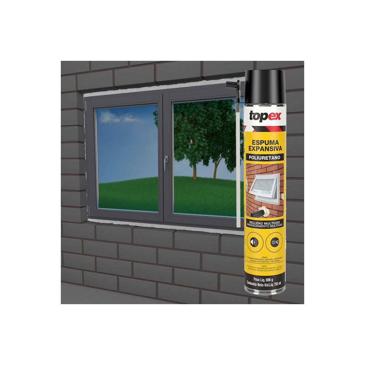 TOPEX - Espuma de Poliuretano TOPEX x 750 ml