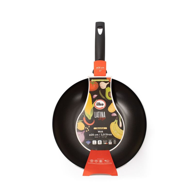 ILKO - Sartén Wok 28cm Antiadherente Latina Rojo