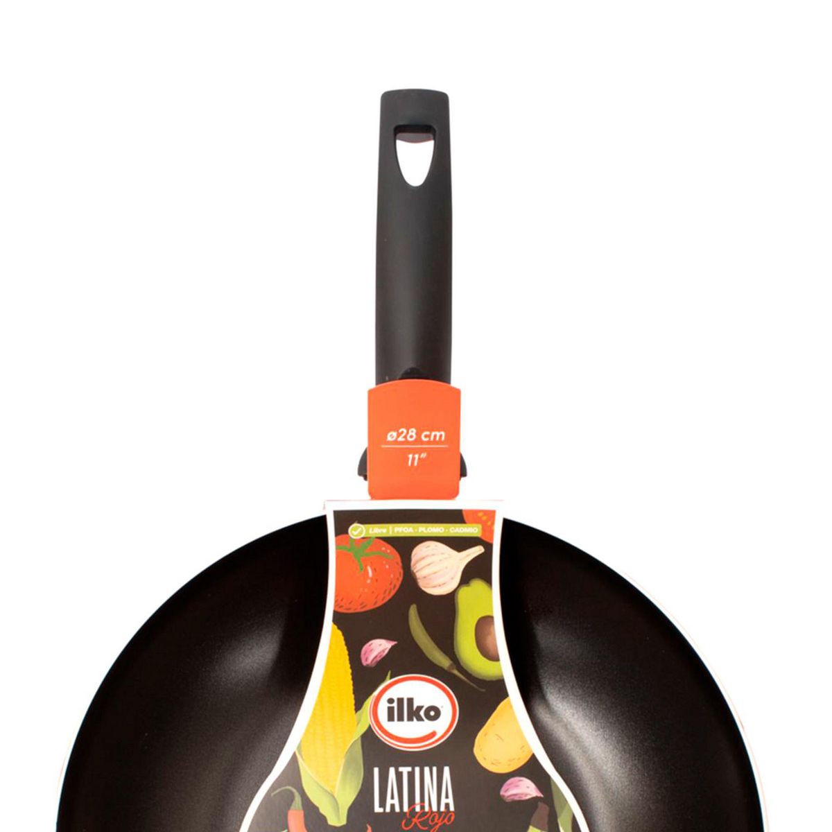 ILKO - Sartén Wok 28cm Antiadherente Latina Rojo