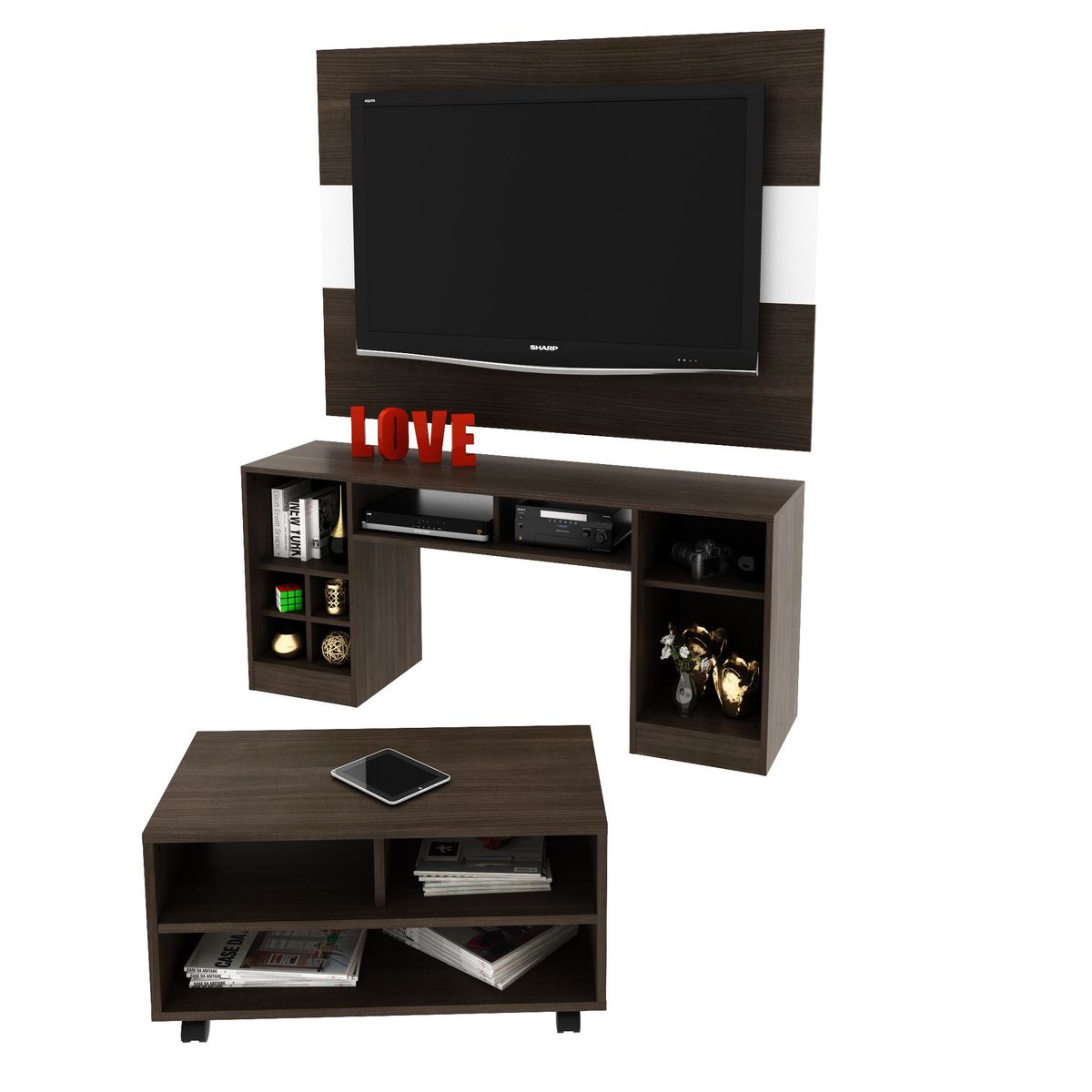 CASA BELLA - Combo Panel de TV 50" + Mesa Auxiliar Flash