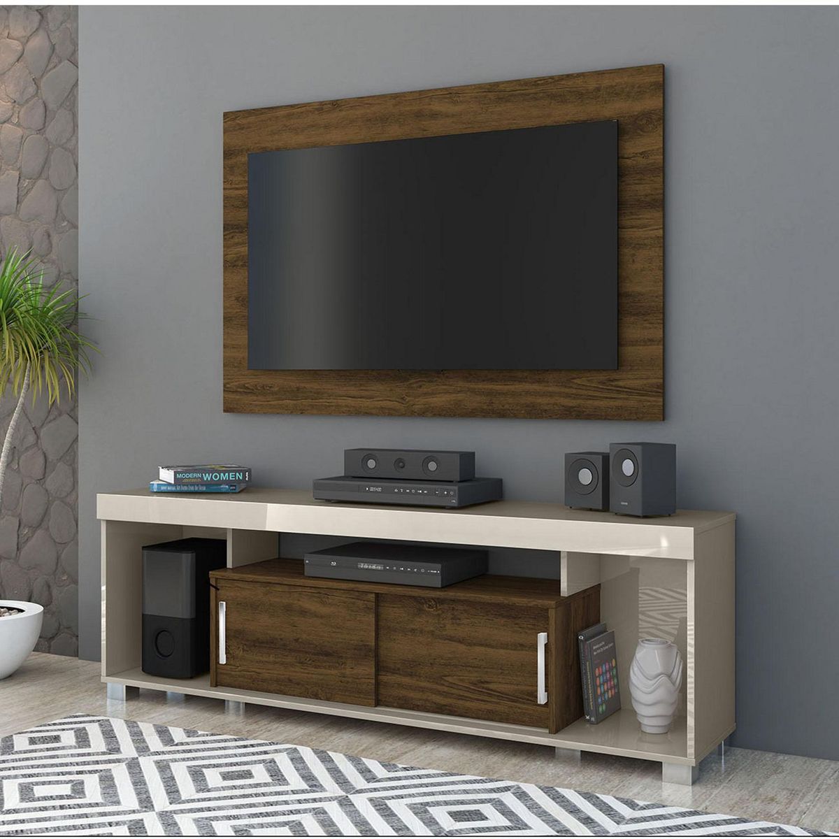 CASA BELLA - Combo Panel de TV 50" + Mesa Auxiliar Pietro