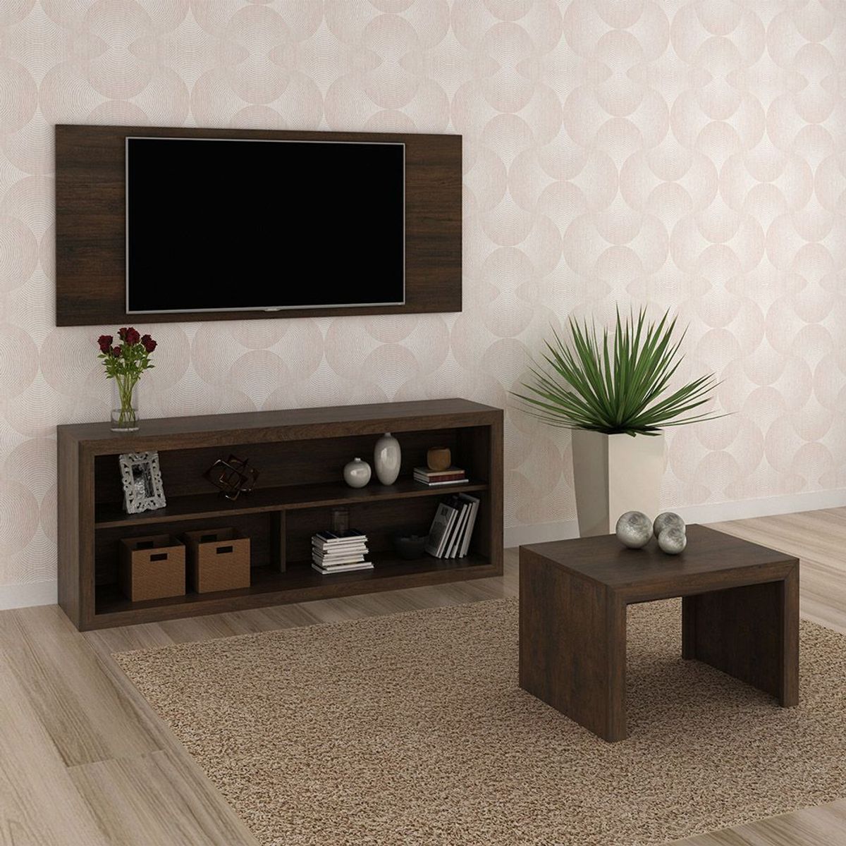 CASA BELLA - Combo Panel de TV 50" + Mesa Auxiliar + Mesa de Centro Spark