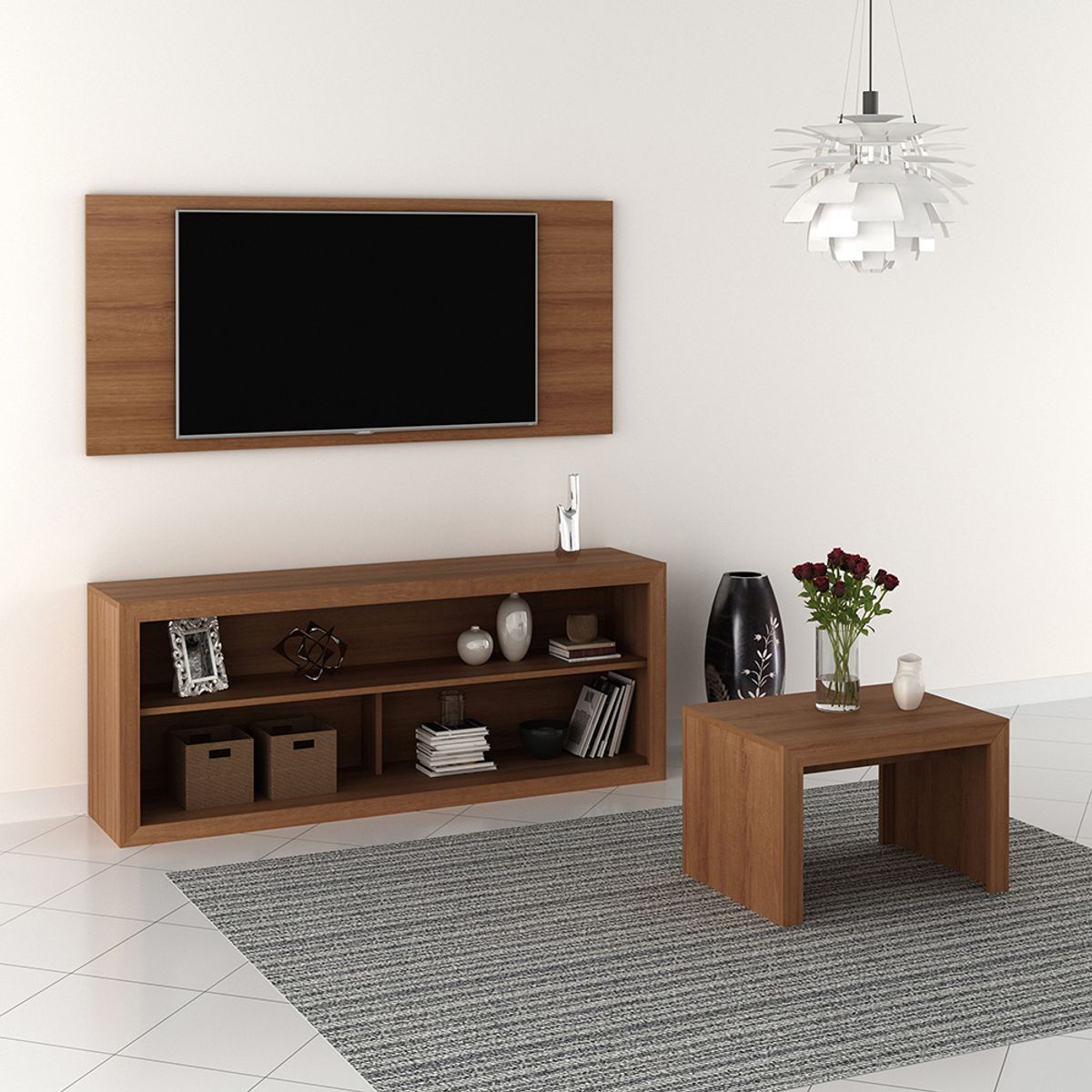 CASA BELLA - Combo Panel de TV 50" + Mesa Auxiliar + Mesa de Centro Spark