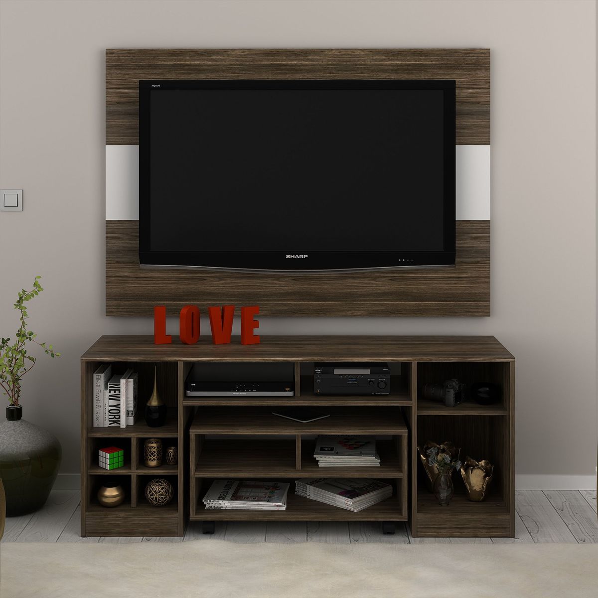 CASA BELLA - Combo Panel de TV 50" + Mesa Auxiliar Flash