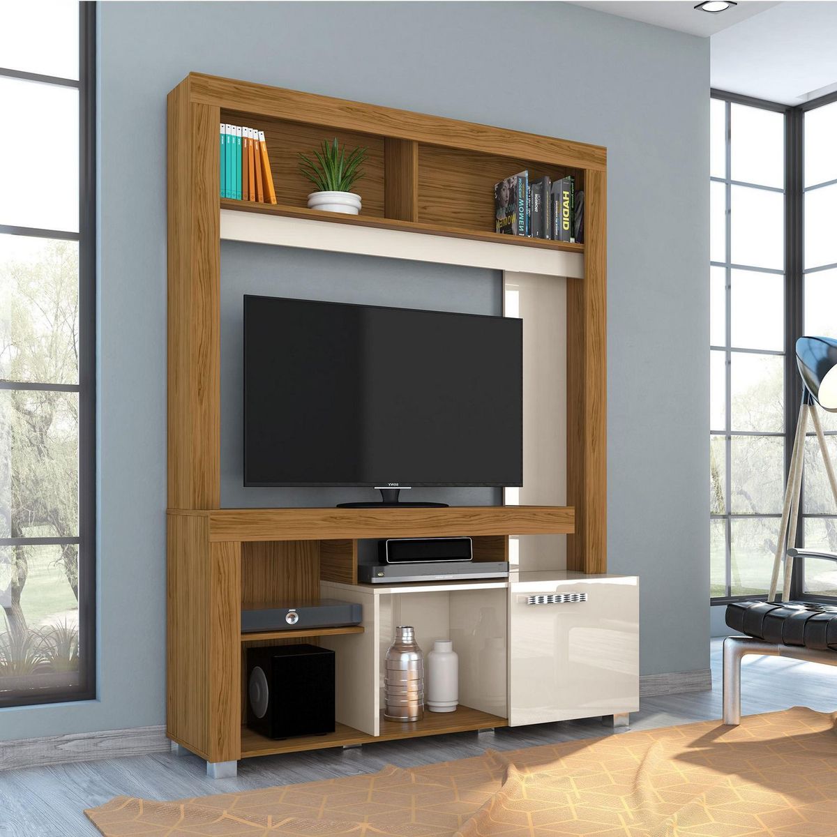 CASA BELLA - Centro de Entretenimiento 50" Felicia Blanco/Natural