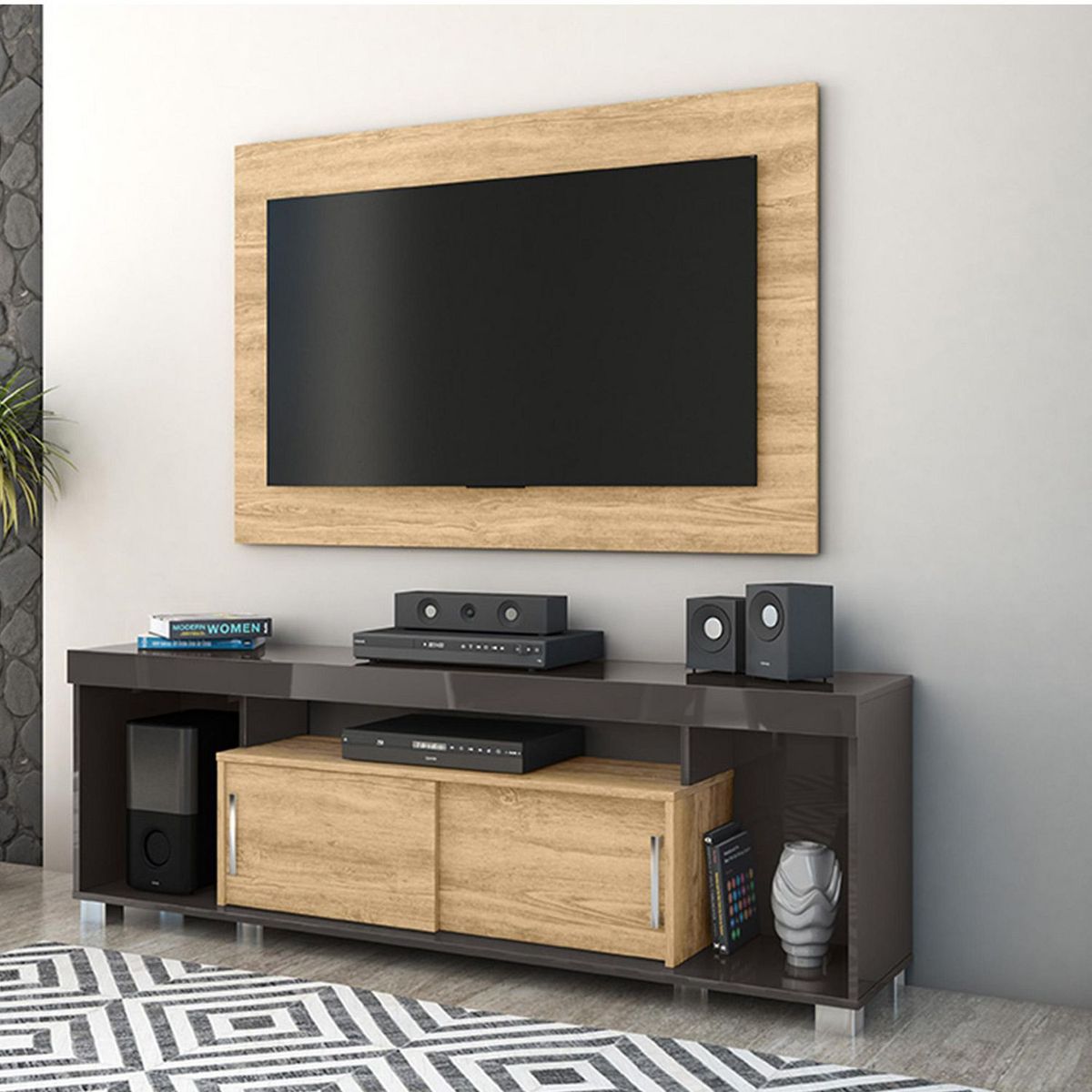 CASA BELLA - Combo Panel de TV 50" + Mesa Auxiliar Pietro