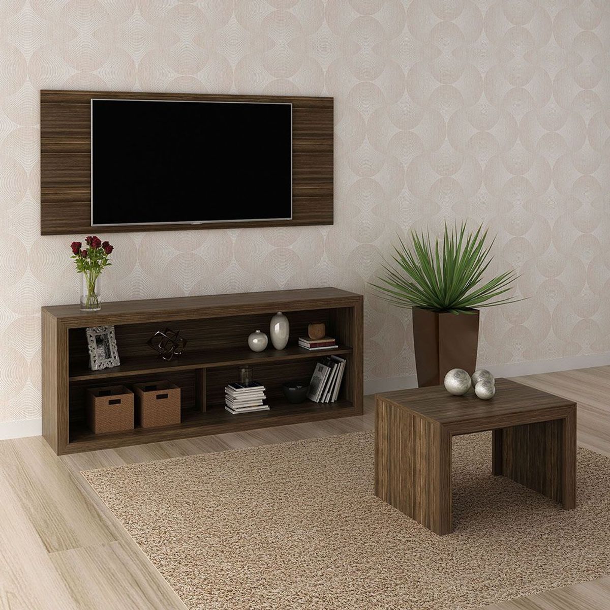 CASA BELLA - Combo Panel de TV 50" + Mesa Auxiliar + Mesa de Centro Spark