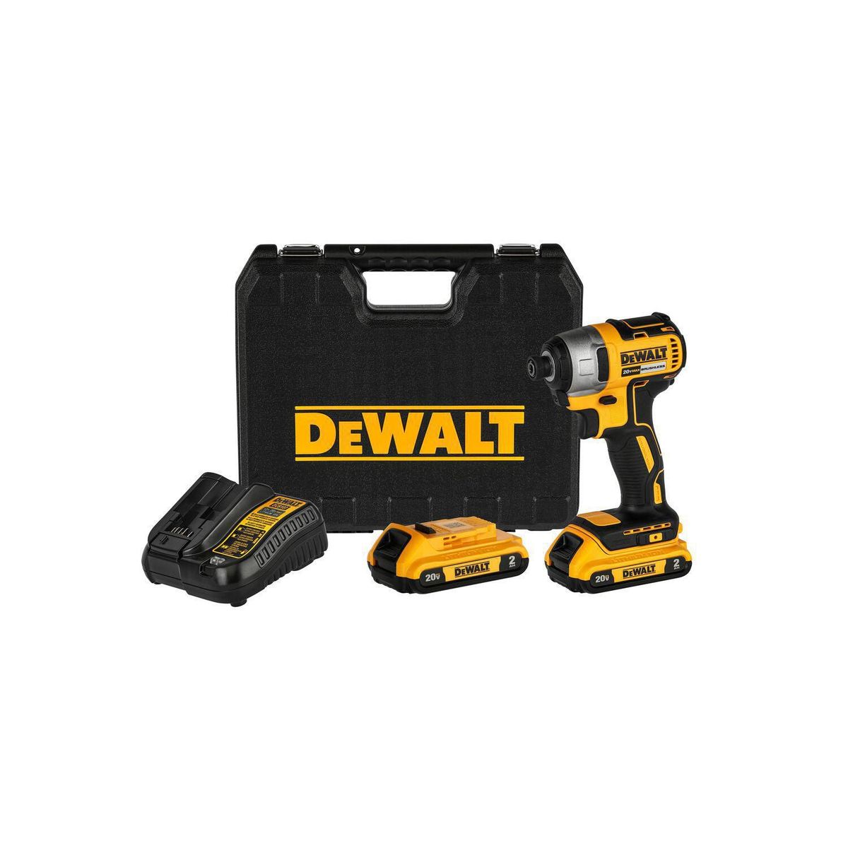 DEWALT - Atornillador de Impacto Inalámbrico Dewalt 1/4" 20V + 2 Baterías 2Ah + Cargador + Maletín Dewalt