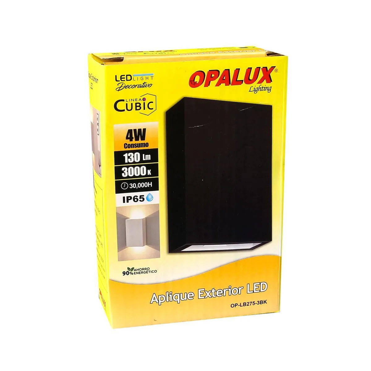 OPALUX - Braquete de Pared Exterior LED Luz Fría Negro 4W