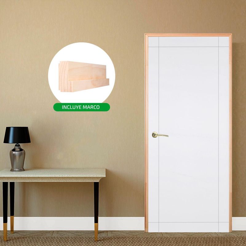 DIMFER - Puerta Interior Combo (Marco Natural) Barú 65x207cm Blanco