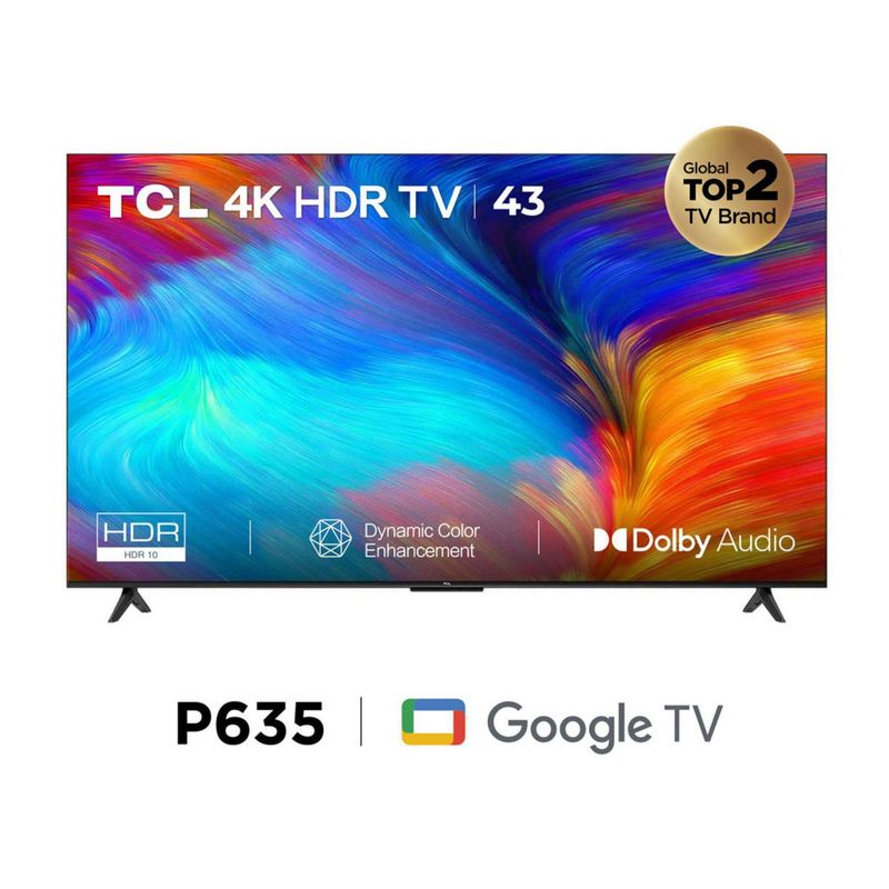 TCL - Televisor TCL 43" UHD 4K Google TV 43P635