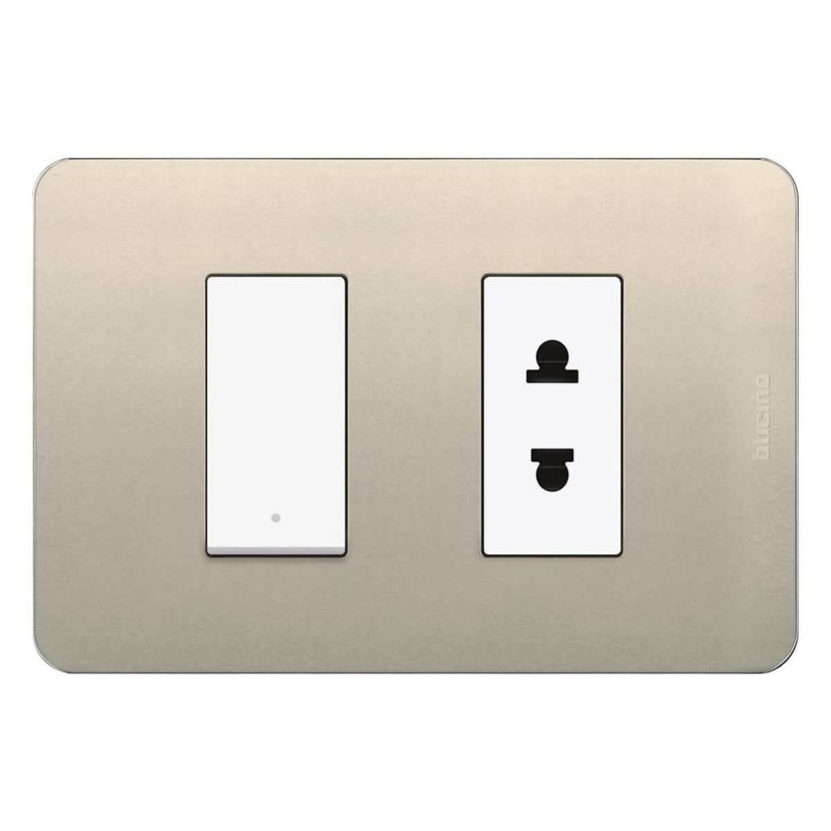 BTICINO - Interruptor + Tomacorriente Simple Matix GO Perla