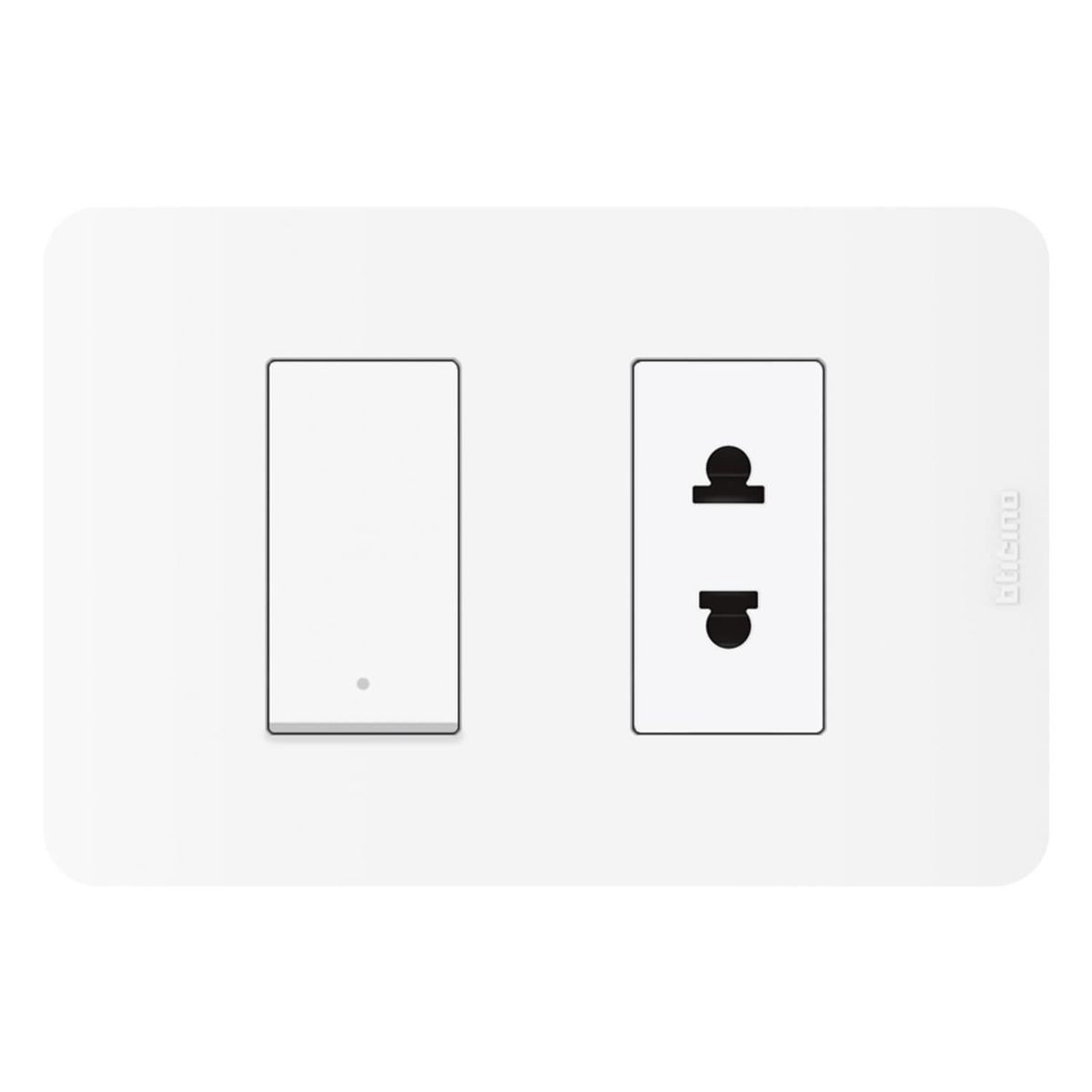 BTICINO - Interruptor + Tomacorriente Simple Matix GO Blanco