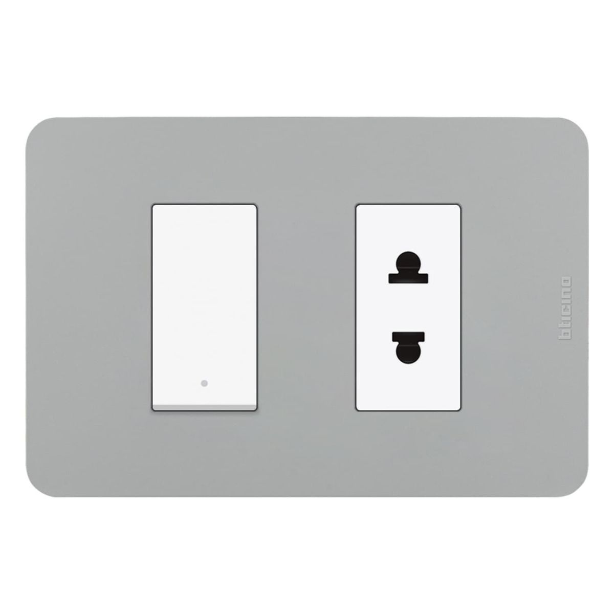 BTICINO - Interruptor + Tomacorriente Simple Matix GO Gris