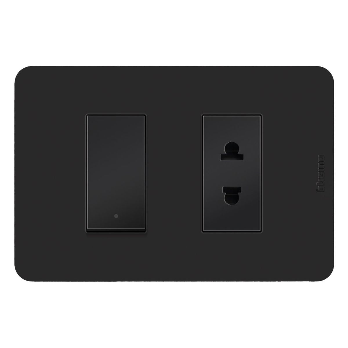 BTICINO - Interruptor + Tomacorriente Simple Matix GO Negro