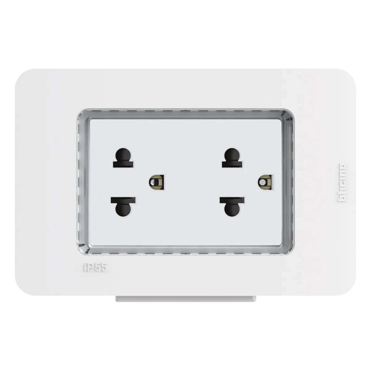 BTICINO - Tomacorriente Doble P/T Idrobox IP55 Matix GO Blanco