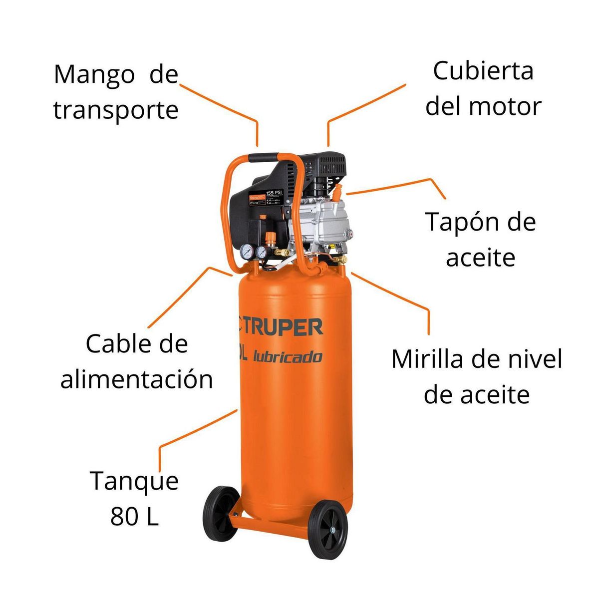 TRUPER - Compresora de Aire Truper 80 Lt 3 1/2HP Vertical Truper
