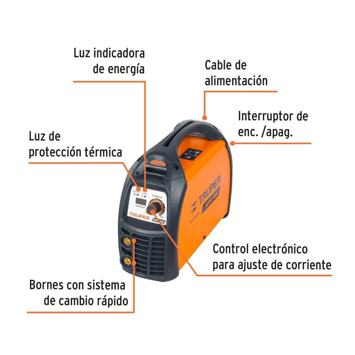 TRUPER - Soldadora Eléctrica Inversora Portátil 160A 220V SMAW Industrial Truper