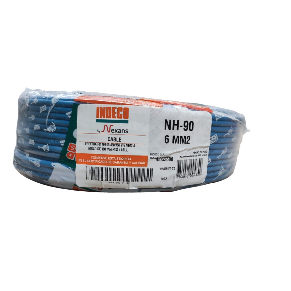 INDECO - Cable NH90 6mm Indeco x100m Azul