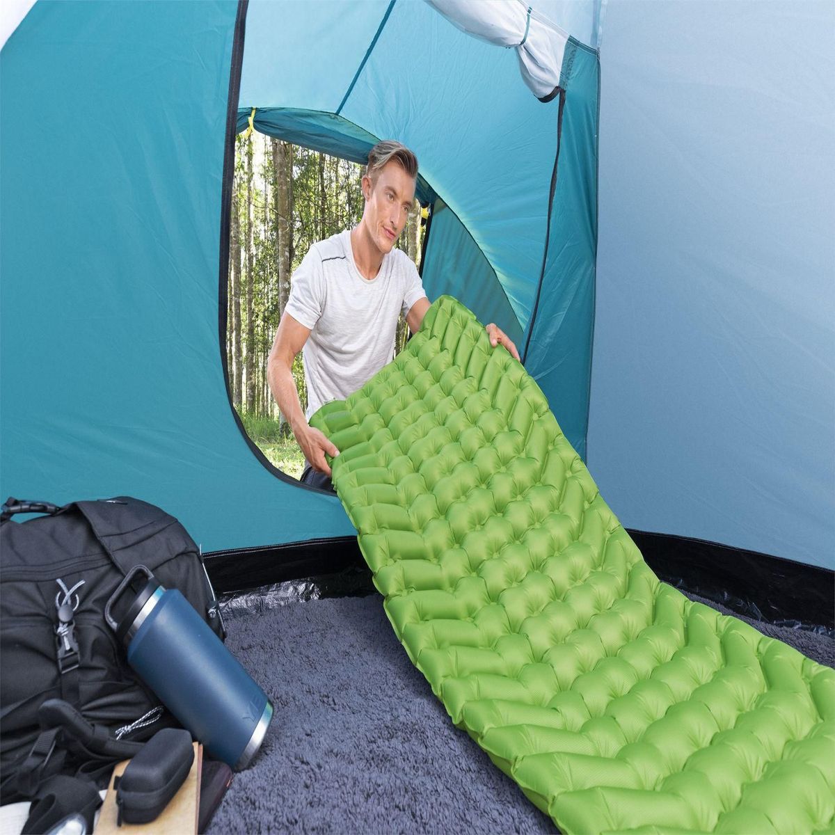 BESTWAY - Colchoneta Wanderlite Regular 1.5 Plazas Verde