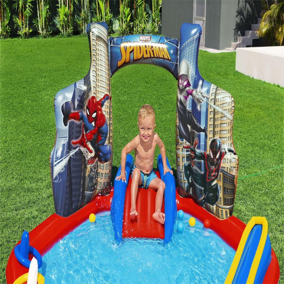 BESTWAY - Centro de Juegos Inflable Spiderman 2.11x2.06x1.27m