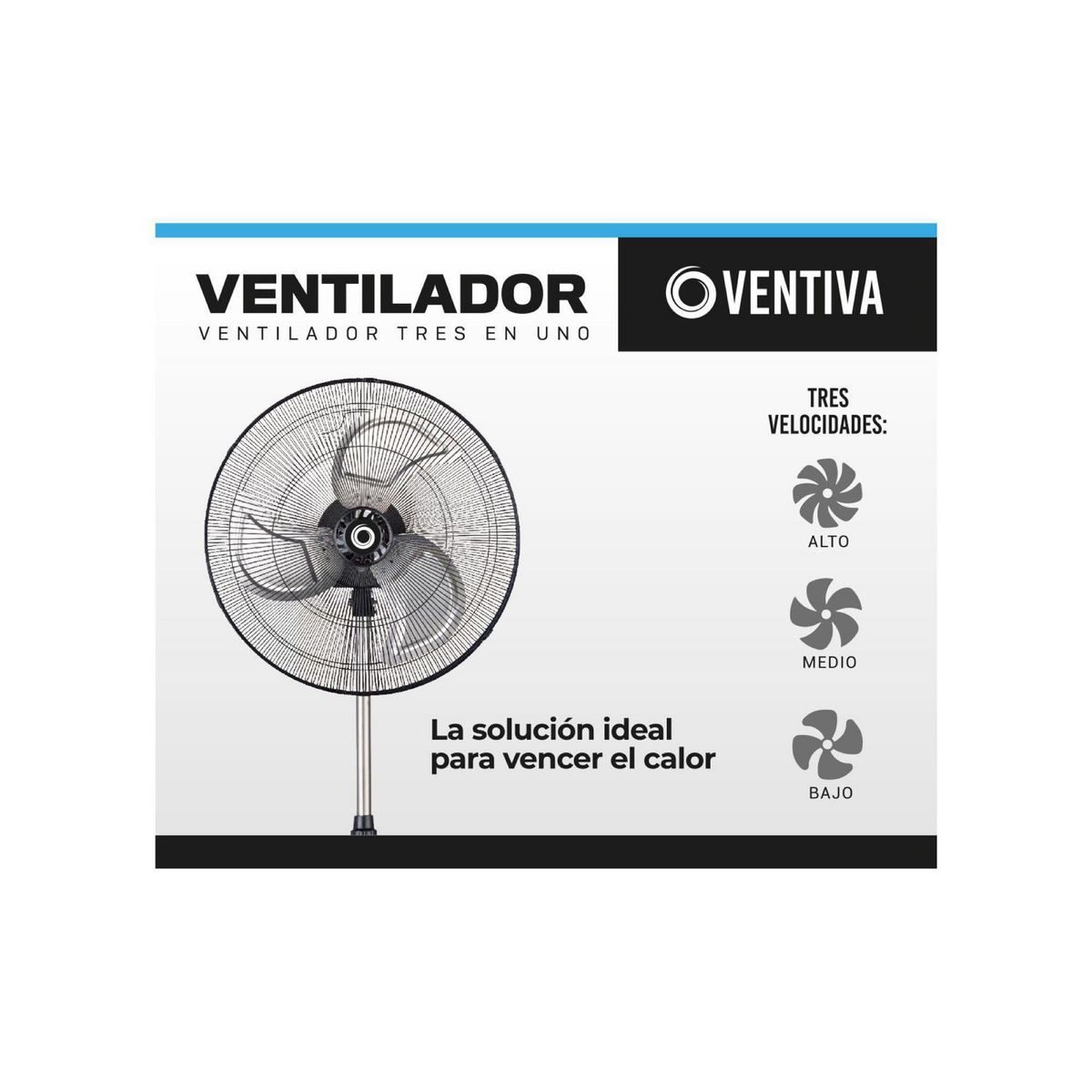  - Ventilador de Pie 3 en 1 Ventiva Negro