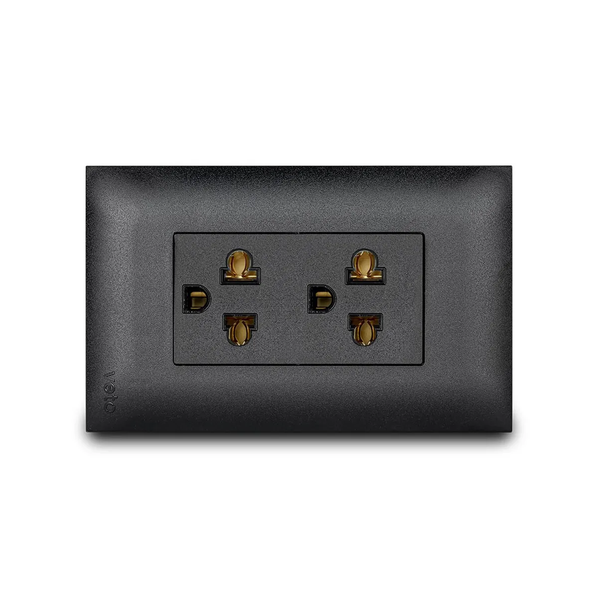 VETO - Tomacorriente Doble P/T Vive Negro