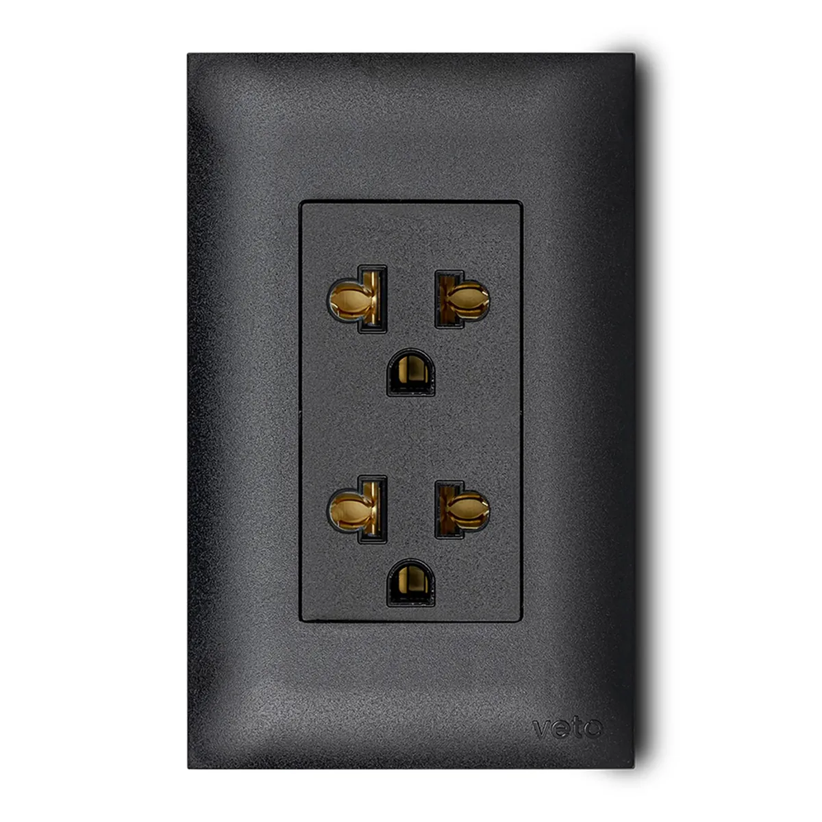 VETO - Tomacorriente Doble P/T Vive Negro