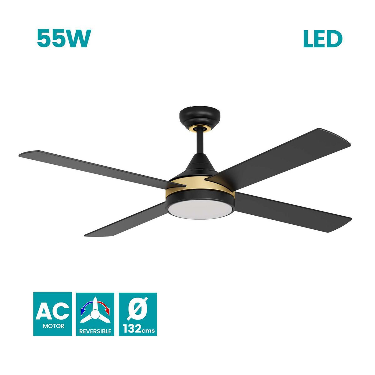 EGLO - Ventilador de Techo Trinidad Negro Eglo