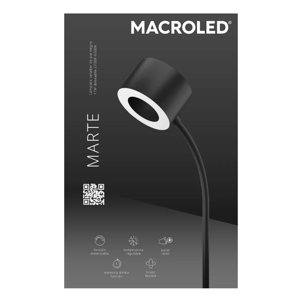  - Lámpara de Pie LED Marte Negro