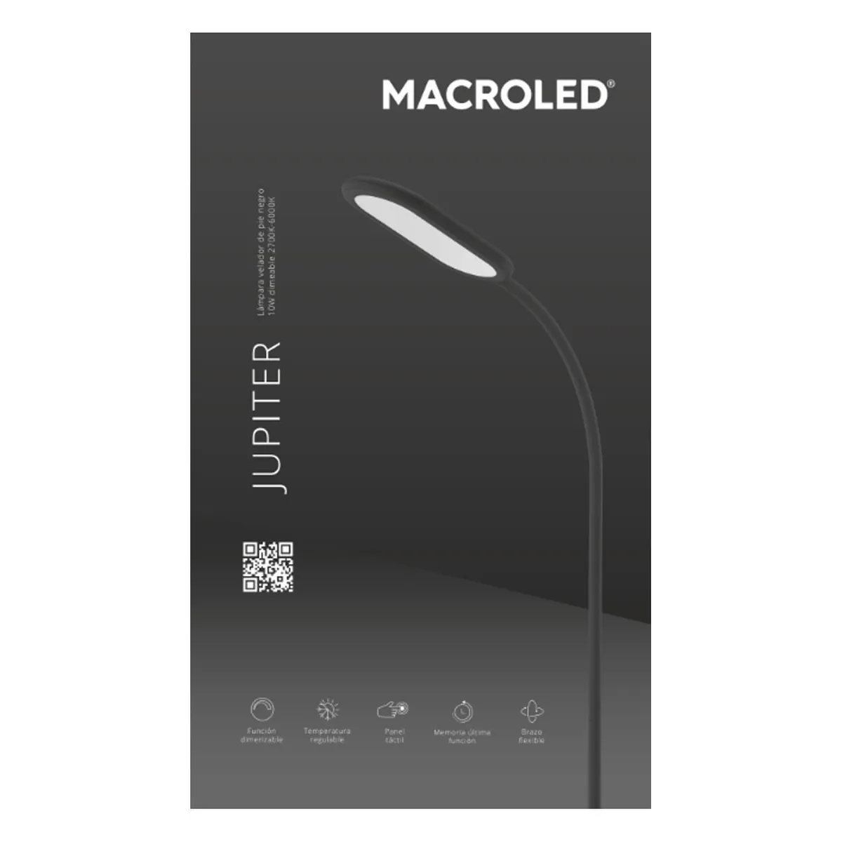  - Lámpara de Pie LED Jupiter Negro