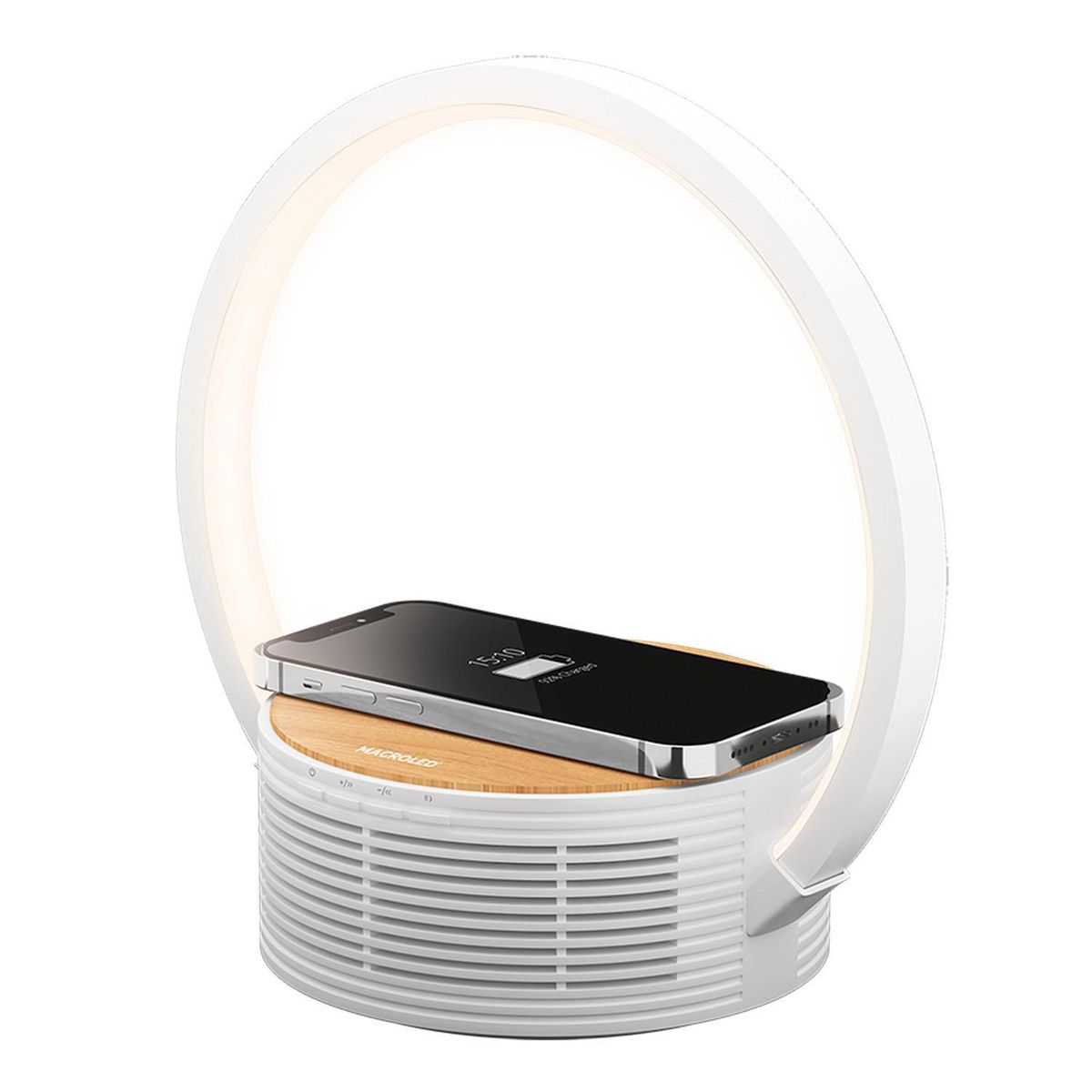  - Lámpara de Mesa LED con Parlante Bluetooth Baco Carga Rápida Inalámbrica