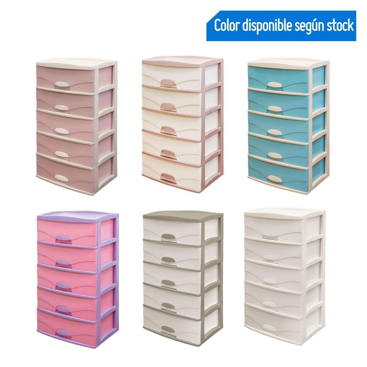 REYPLAST - Cómodo Plastica 5 Cajones Raymi Surtido