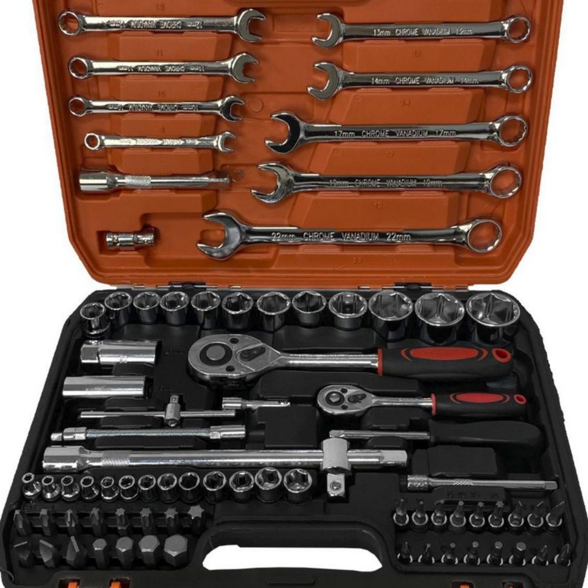 ASAKI - Juego de LLaves Ratchet Asaki + Dados 1/2" 1/4" 82 Piezas + Accesorios