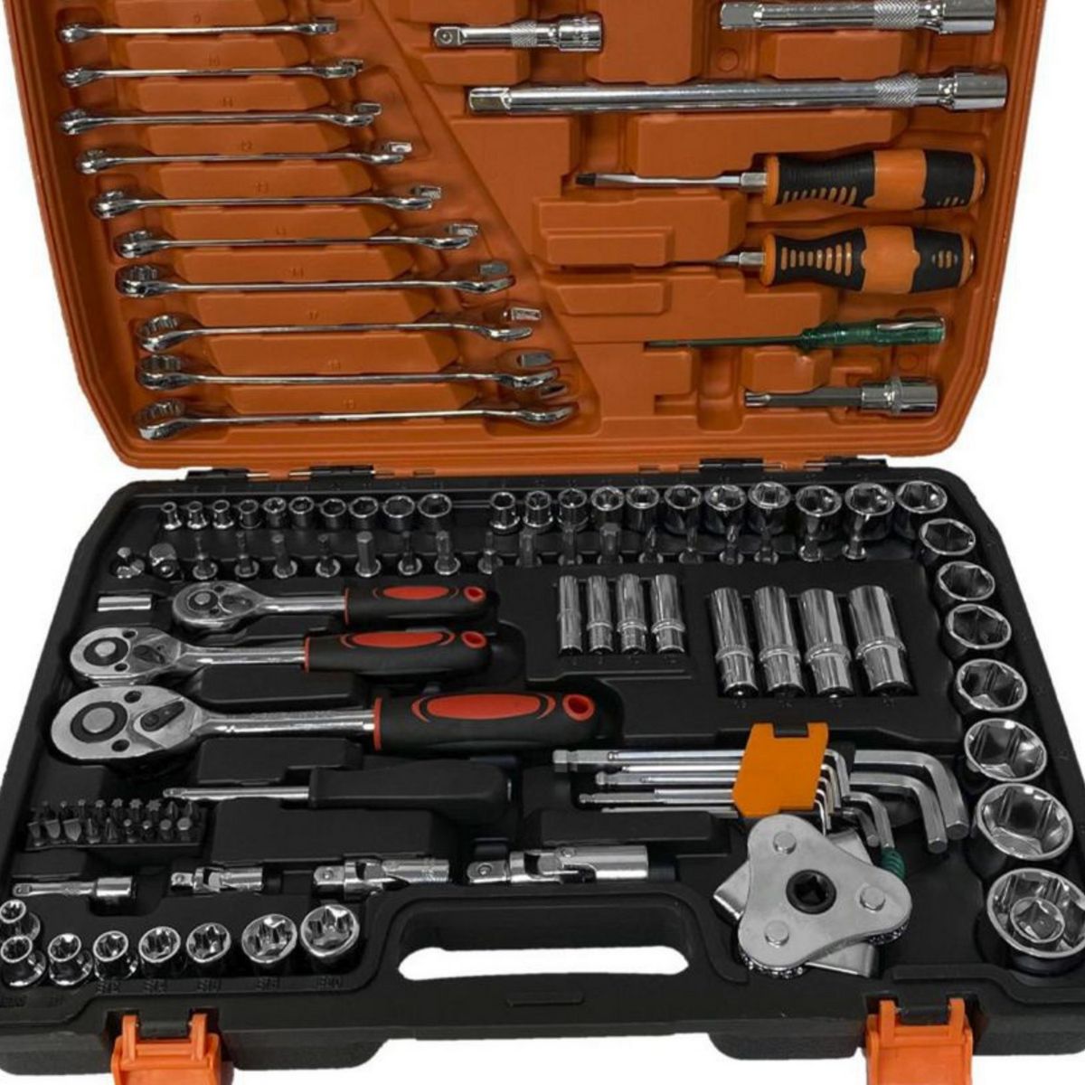 ASAKI - Juego de Llaves Ratchet + Dados 1/2" 1/4" 3/8" + Accesorios Asaki 121 Piezas