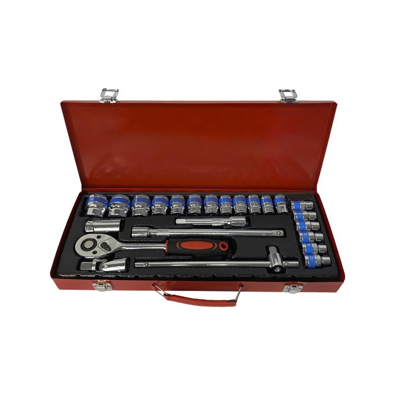 ASAKI - Juego de Llaves Ratchet + Dados 1/2" + Accesorios Asaki 24 Piezas 