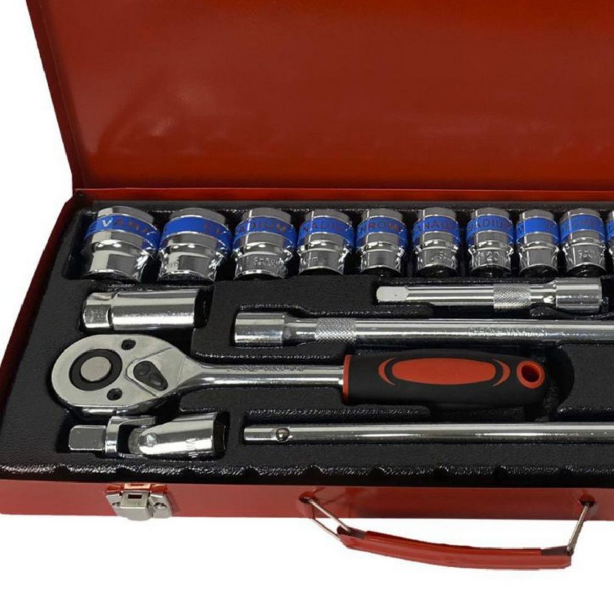 ASAKI - Juego de Llaves Ratchet + Dados 1/2" + Accesorios Asaki 24 Piezas